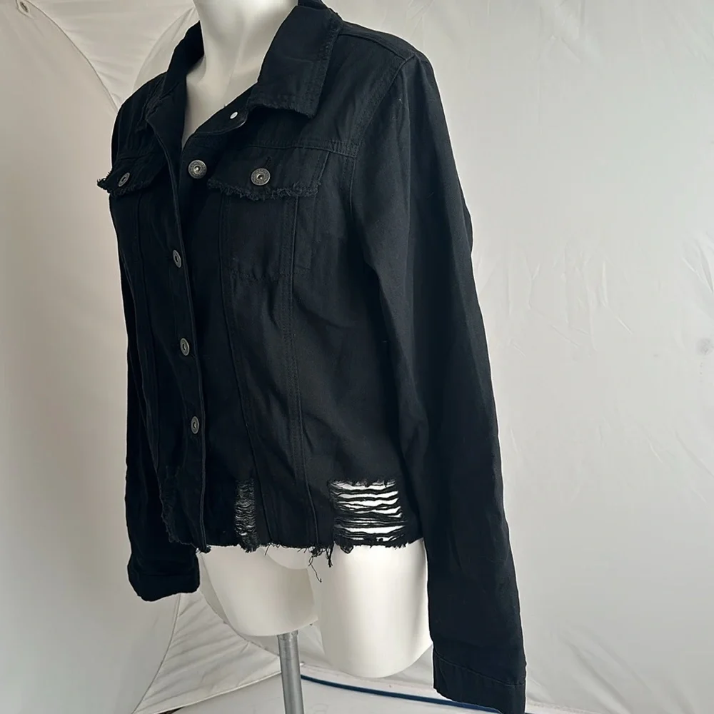 Bianco black distressed lightweight button front jacket - Picture 3 of 8